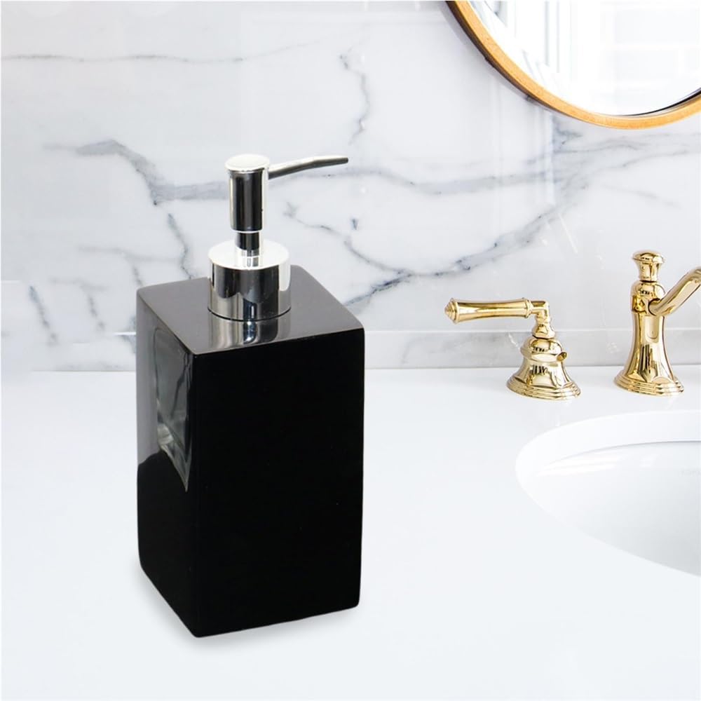 Dispenser per flacone con Pompa per Shampoo Liquido per Cucina Domestica Bianco Giallo (Nero 500 ml)