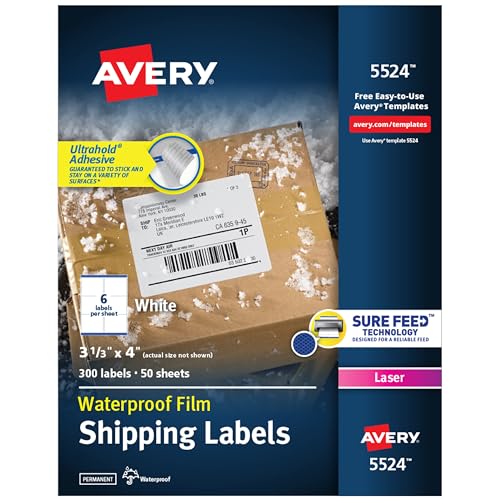 Avery Waterproof Printable Shipping Labels with...