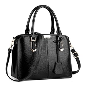 Pahajim Handbag for Women Ladies Handbags PU Leather Shoulder Bag Women Top-Handle Purse,Black