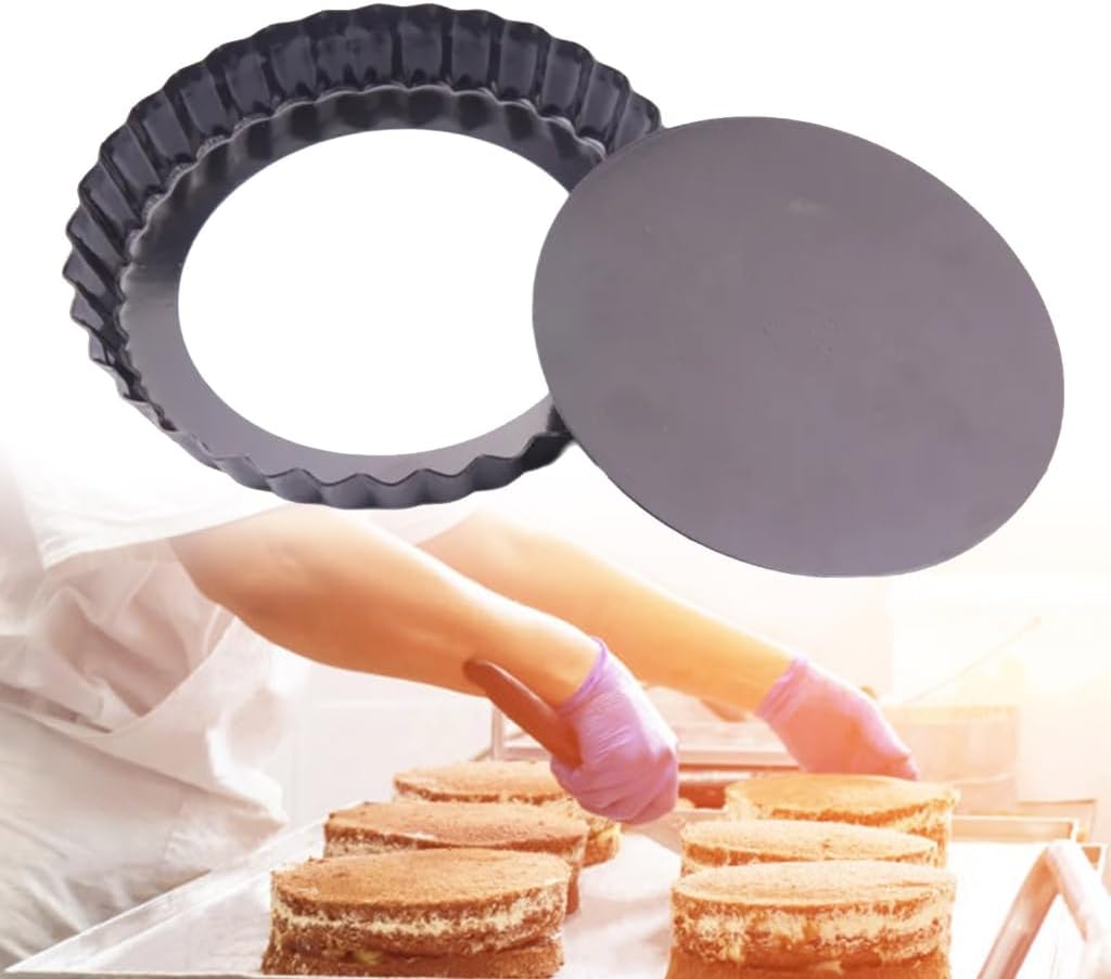 Loose Bottom Quiches Pans Nonstick Heavy Duty Tart Pans Removable Bottom Pie Pans for Pie, Mousses Cake, Dessert