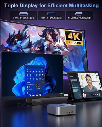Image of Beelink SER8 Mini PC AMD Ryzen 7 8745HS, 16GB DDR5-5600MHz 512GB PCIe4.0 SSD, AMD Radeon 780M Graphics 12core 2600MHz Gaming PC, USB4.0 / Triple Display / WiFi6 / BT5.2 /2.5Gbps LAN Mini Computer
