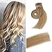 TheFashionWay 21 Colors 70 Grams - 15 18 20 22 Inch 7pieces Real Human Hair Extensions Clip in Silky Straight Weft Remy Hair (15 inches, #27-613)