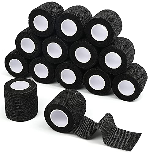 Lotfancy Self Adhesive Bandage Wraps, 2 Inch X 5 Yards Cohesive Bandages, 14 Pack Non Woven Black Athletic Tapes For Sports #TOP17