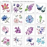 Konsait 50Sheet Flower Temporary Tattoos for Women Teens Girls, Tiny Temporary Tattoo Adult Waterproof Body Art Sticker Hand Neck Wrist, include Flower Butterfly Leaf Lotus Cherry Blossoms Tattoo
