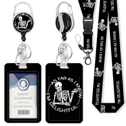 Gctriki Skeleton Lanyards for ID Badges, Fun Badge Holder Retractable Clip