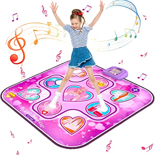 GARNHLOB Enfants Tapis de Danse pour 3 4 5 6 7 8 9 10 Ans Filles, Musical Tapis de DanseI nteractif Jouets pour Enfants avec 6 Modes de Jeu, Tapis de Danse avec Antidérapant Molle Matériau pour Noël