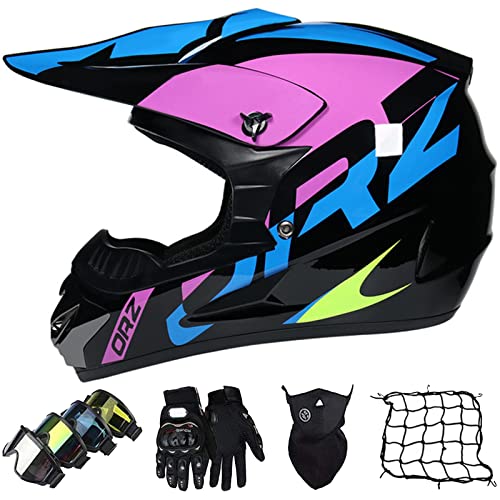 Casco Motocross Adulto Homologado ECE Con Gafas Máscara Guantes Red de Moto Cross Integral Para Mujer Hombre Todoterreno Downhill Casco Deportivo Off-Road