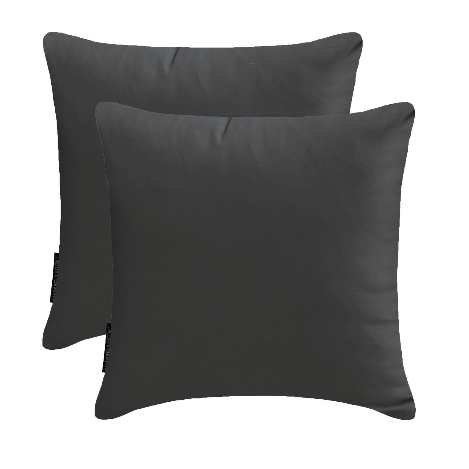 The HomeCentric Charcoal Luxury Throw Pillow Covers 22"x22" | Pack of 2 Modern Satin Cushion Cover | Solid Pillowcases for Couch, Sofa Bedroom & Living Room, Modern Home Décor - Charcoal Slub Satin — image 1