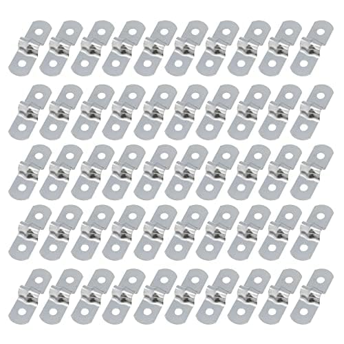 S SYDIEN M5 (1/5 Inch) U Bracket Conduit Clamp Stainless Steel Rigid Pipe Strap Clamps with 2 Holes for 3/8 Inch Hose OD U Clamp for Fixing Pipe or Cable- 50 PCS