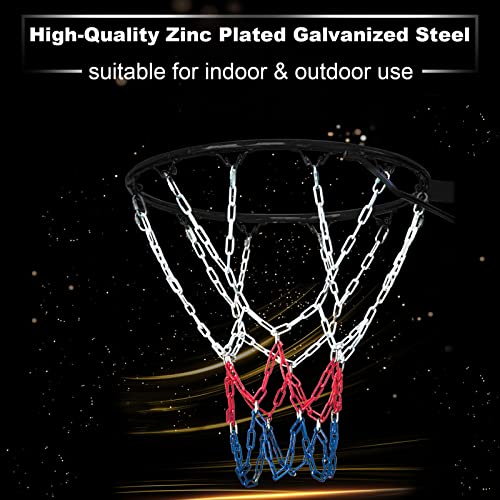 Heavy Duty Basketball Net Replacement, Stainless Steel Basketball Hoop Net, Standard Braided Chain Basketball Net (21 Inch), Fit Most Standard Hoops For Outdoor Indoor Use, Quick Installation #TOP3