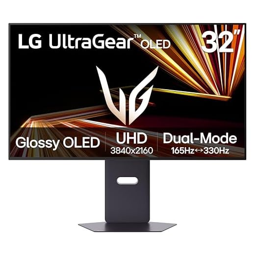 LG 32GX850A-B 32" UltraGear 4K UHD (3840 x 2160) Glossy OLED Gaming Monitor, Dual-Mode 165Hz/330Hz, 0.03ms, G-SYNC, FreeSync Premium Pro, TrueBlack 400, HDMI, DP, Tilt/Height/Swivel/Pivot Stand, Black