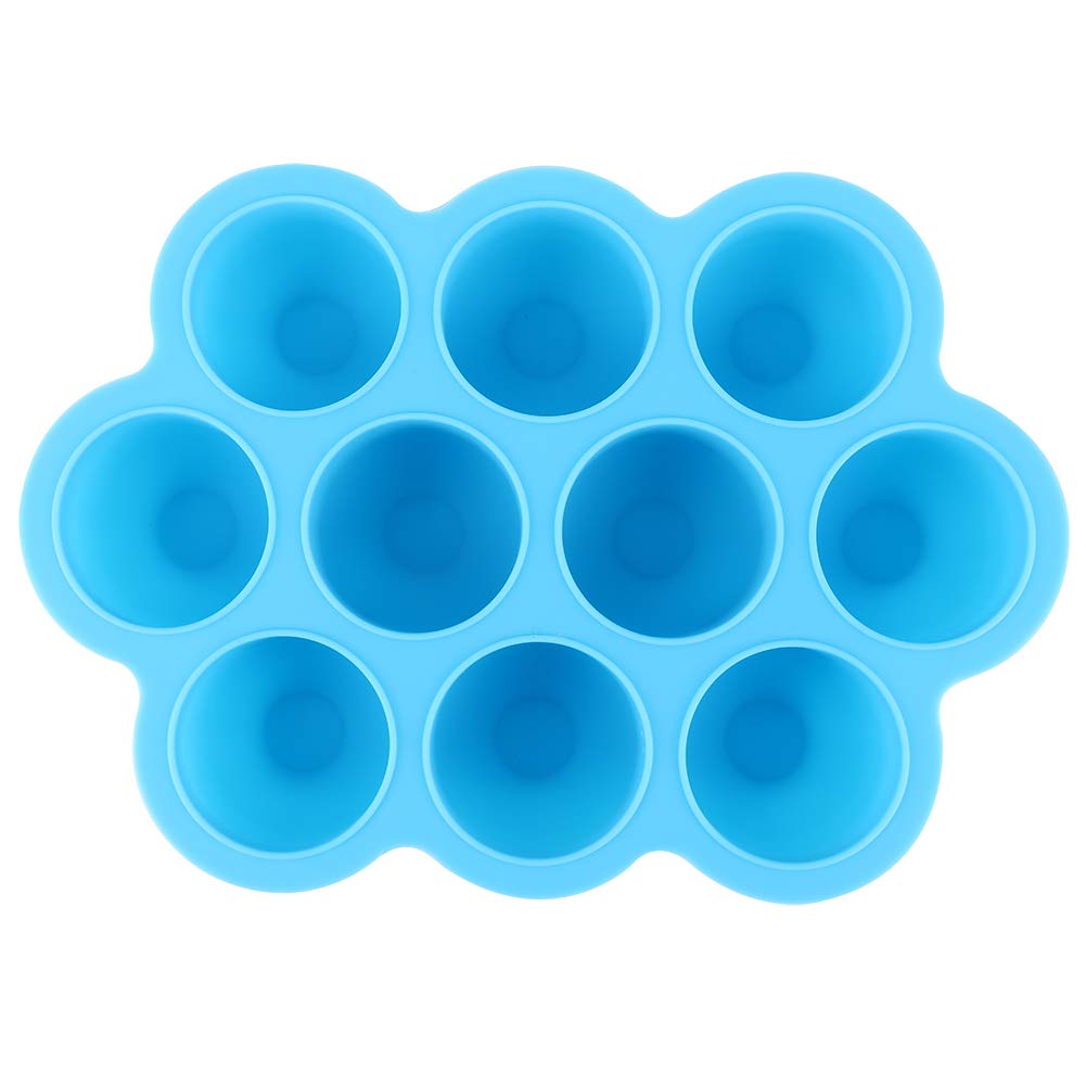 Gefrierschrank, Silikon, spülmaschinenfest, mit Deckel, 10 einzelne Löcher für den Heimgebrauch für Eiswürfelformen (blau)