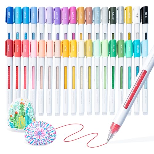 Ohuhu Acrylic Gel Pens 36 Colours 0.7mm Extra Fine Rollerball Tip Acrylic Paint Pen Coloured Pens for Adult Journaling Drawing Doodling Highlighting Black Paper Stone Wood Glass - Wai Momi