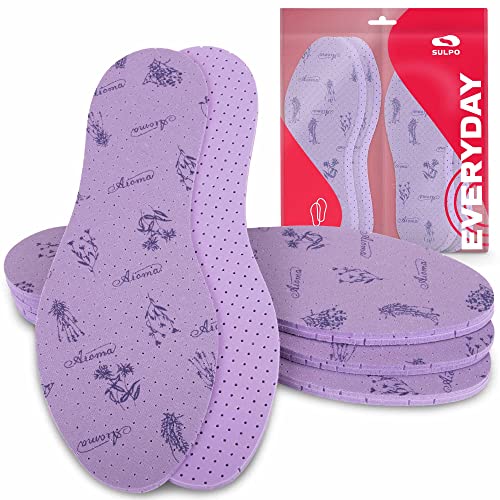 SULPO 4 Paare Einlegesohlen Aroma Lavendel Frischesohlen gegen schweißfüße Deo Einlagen für Herren und Damen Sohlen mit einem Duft von Lavendel gegen Geruch (40)