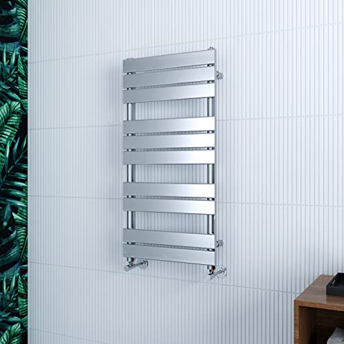 ELEGANT 1000 x 500mm Designer Towel Radiator Chrome Flat Panel Wall Mount Ladder Rad Modern Heated Towel Rails for Bathroom