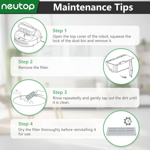 Neutop Filters Replacement Compatible with Roborock S6, S6 Pure/MaxV, S5, S5 Max, S50, S4, E4, E35, E25, E20, C10, Robot Vacuums Spare Parts Accessories, 8-Pack. - Image 6