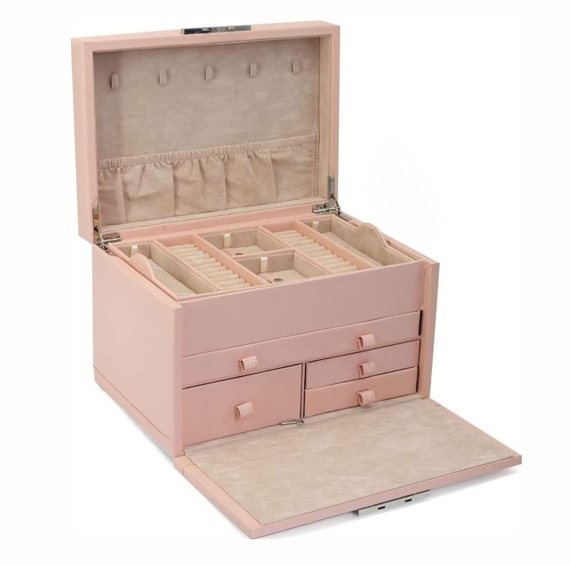 Pudełko Do Przechowywania Zegarków Pu Leather Organizer Na Biżuterię Kobiety Dziewczęta 3-Warstwowe Pudełko Do Przechowywania Biżuterii, Etui Podróżne Na Naszyj