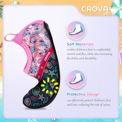 Image of CROVA Toddler Kids Water Shoes Quick Dry Aqua Socks Non-Slip Barefoot Sports Shoes for Boys Girls Toddler