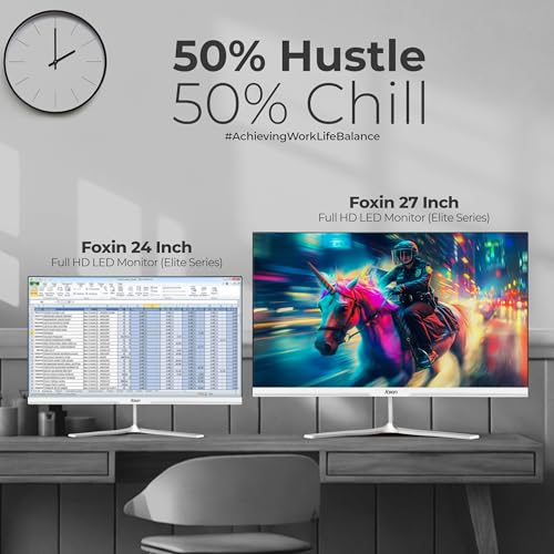 Image of Foxin 22 Inch FHD Flat LED Monitor 1920x1080 Pixel Elite Series | Flat Panel, HDMI & VGA Port, 100Hz Refresh Rate, Flicker-Free, Frameless, Slim Bezel, Wall Mountable, 16.7 M Colors | 3 Years Warranty