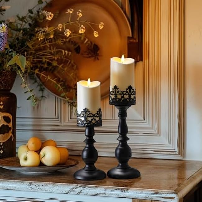 Homemory 6x3 Outdoor Waterproof Flameless Candles, LED Candles, Battery Operated Candles with Remote and Timers, Electric Fake Plastic Pillar Candles, Ivory White, Set of 2