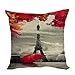 violetpos funda de cojín decorativo sofá cojín funda Auto Fundas de cojín fundas de almohada Paris Torre Eiffel Red Umbrella Arce, lino, rojo, 45 x 45 cm
