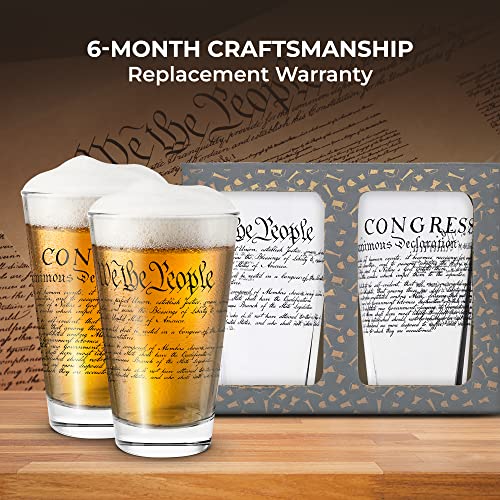 Lucky Shot Beer Gift Set United States Constitution And Declaration Of Independence Beer Glass Set | American Us Patriotic Gift | Old Fashioned We The People Cocktail Glasses Beer Pints (Set Of 2) #TOP6