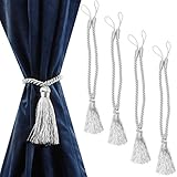 Modernes Design: Das moderne Design der silberfarbenen Quasten-Seil-Raffhalter eignet sich perfekt für Schlafzimmer, Wohnzimmer, Esszimmer, Badezimmer, Türen, Küche, Büro