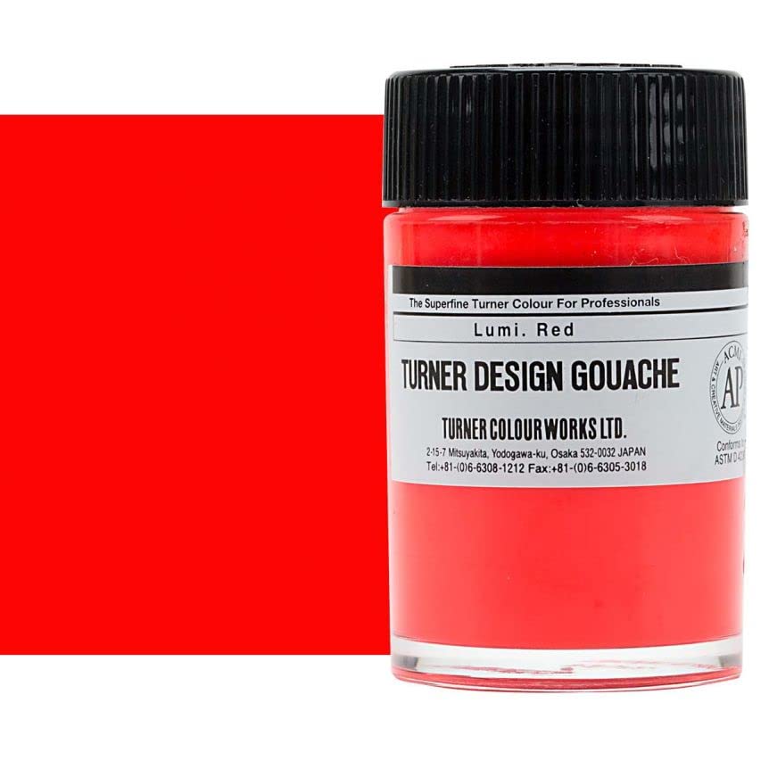 Turner Colour Works Design Gouache Premier Opaque Watercolor Paint - 40 ml Jar - Luminous Red
