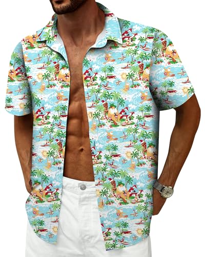 Image of Hawaiian Shirt for Men Tropical Shirts Summer Beach Button Down Short Sleeve Luau Aloha Floral Cruise Vacation Outfit 2026