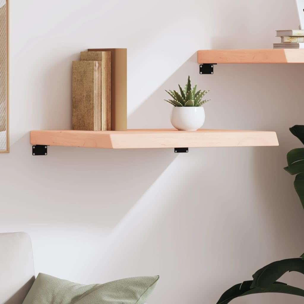 YUANCHUTOP Floating Shelves for Wall Decor, Live Edge Oak Wood Floating Shelves Wall Mounted, 60x50cm Wall Shelves in 6cm Thick for Living Room Bedroom Kitchen