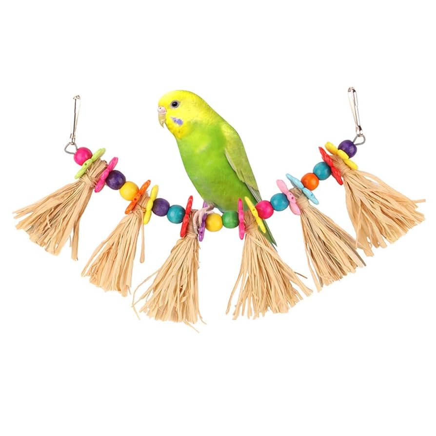 Amazon | fuu 鳥・小動物の吊りおもちゃ カラフル6連わら 小鳥