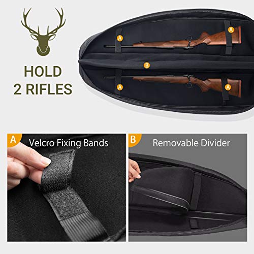 HUNTSEN Double Rifle Bag Soft Outdoor Tactical Carbine Cases 0.7in Padded Gun Case Bag with Adjustable Sling, Multiple Pouches Upgraded 44inch - Thumbnail 6