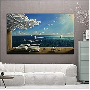 Canvas print op Salvador Dali Sea Waves Boek Afbeelding Canvas Schilderij Muurkunst Foto’s voor Woonkamer Moderne…