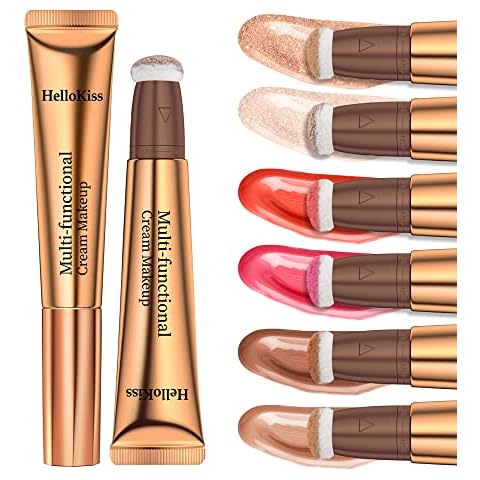 POPMISOLER 6pcs Silky Cream Contour Wand Set, Blendable Liquid Highlighter Makeup Stick & Face Concealer Stick & Blush Stick with Cushion Applicator, Long Lasting Natural Liquid Bronzer Stick (6PCS) Cover