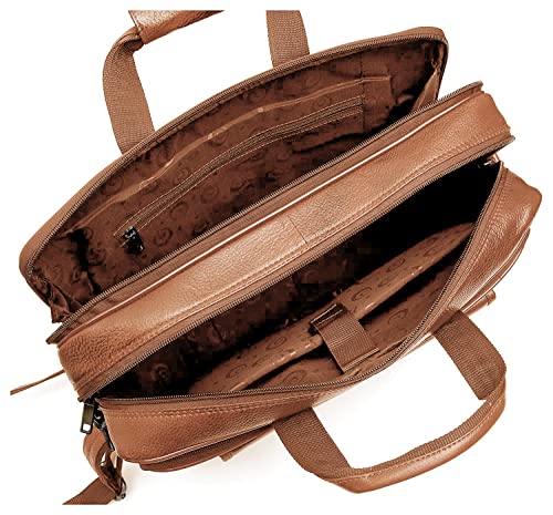 Image of WildHorn Men's Genuine Leather 15.6-Inch Laptop Messenger Bag | Classic Office & Travel Bag | Sturdy Carry Handles with Adjustable Strap | Durable & Spacious Design | 1-Year Warranty,Brown
