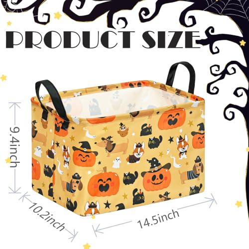 Image of Halloween Pumpkin Ghost Storage Basket, Black Cat Spider Gift Toy Organizer