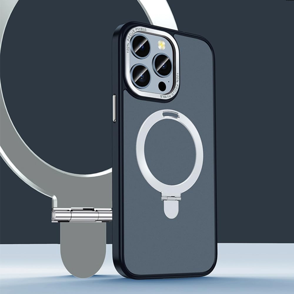 Funda magnética para iPhone 12 Pro Max LVTFCO con soporte de anillo negro 5