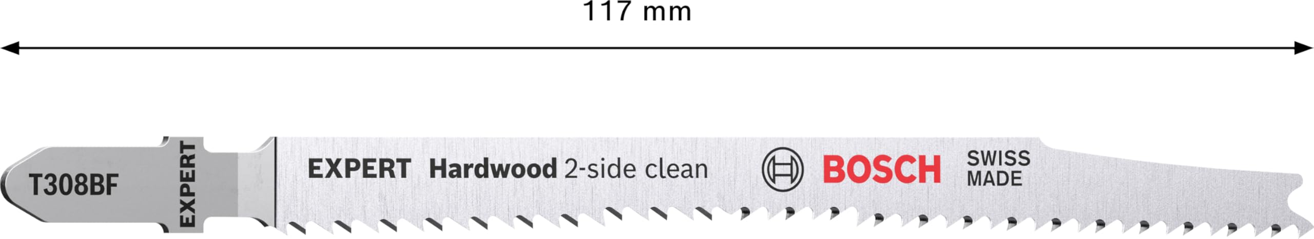 Bosch Professional 100x Lames de scie sauteuse Expert 'Hardwood 2-Side Clean' T 308 BF (pour Panneaux plastifiés, Panneau multiplex, Longueur 117 mm, Accessoire Scie sauteuse)