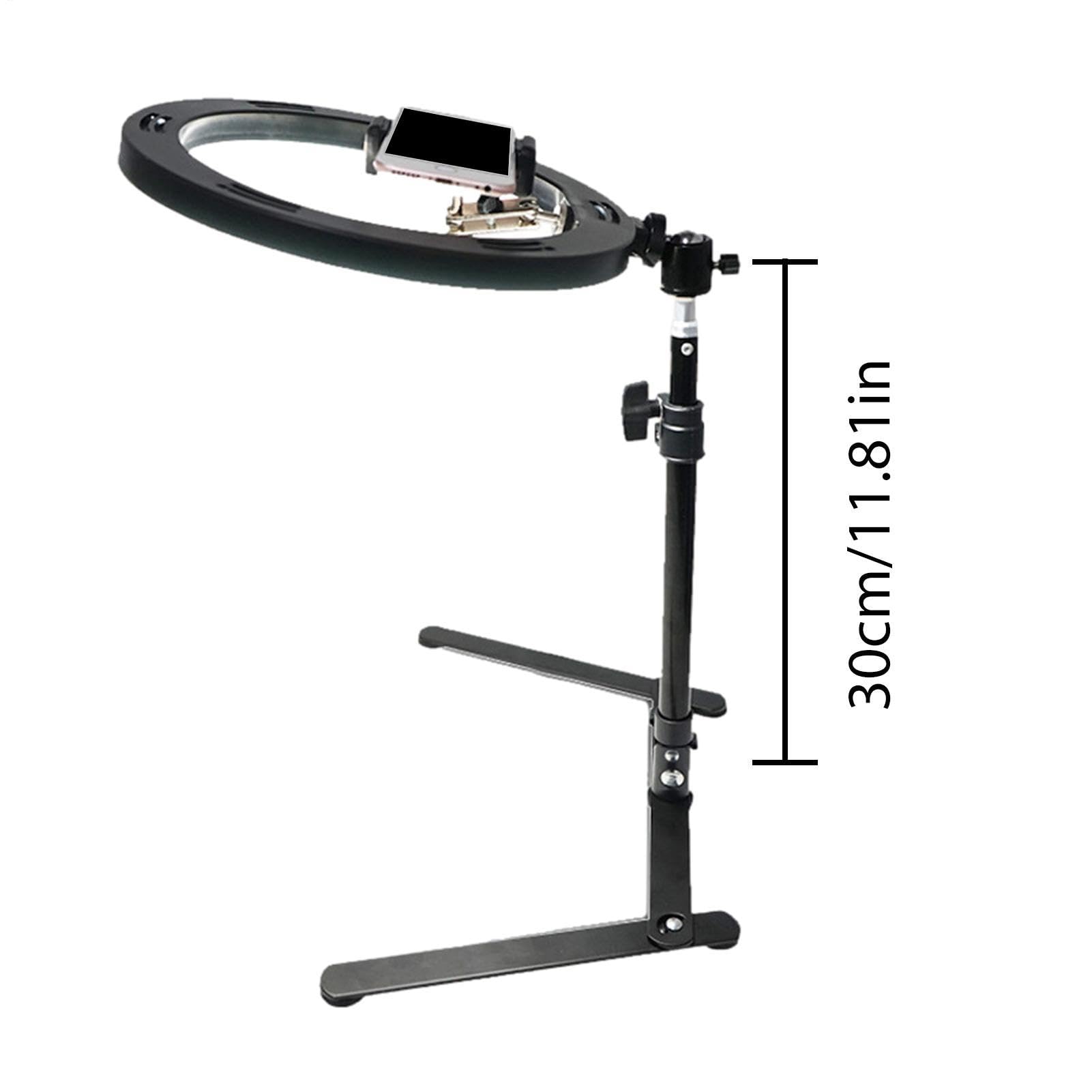 Treppiede per telefono in testa, 30 cm, regolabile, in metallo | con clip per luce, strumento per la creazione di registrazioni di vlogging, video conferenze live streaming tutorial di cucin
