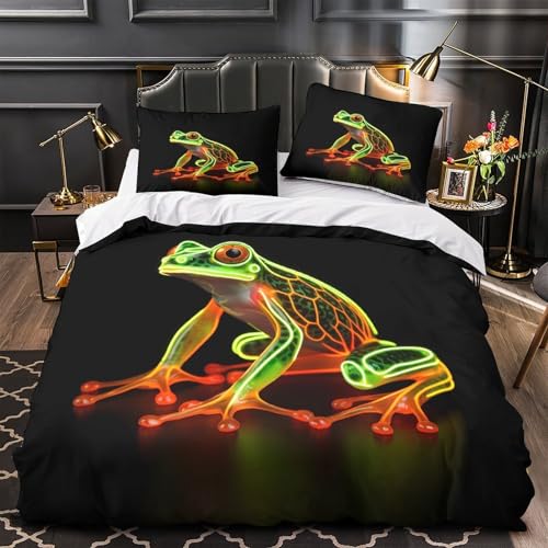 Parure de lit chien néon 3D housse de couette microfbre 200x200