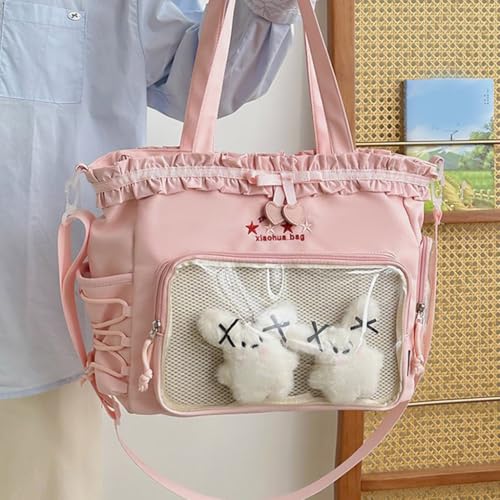 Simple Shoulder Bag Large Capacity Commuting Bag Teens Ruched Lace Bows Ita Bag4