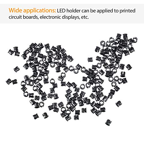 Mudder NM-MUDDER-0864 200 Pieces Black Plastic 5 Mm Led Holder Light Emitting Diode Holder Clip Display Panel Led Light Mounting Holders Bracket 5 Mm Lamp Bulb Socket Led Bezel Holder thumb #3