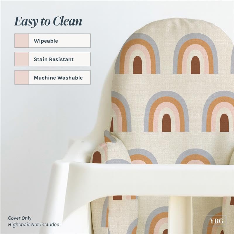 Image of Yeah Baby Goods Wipeable Cushion Cover (Boho Rainbow) - Compatible with The IKEA Antilop Highchair - Soft, Waterproof Baby High Chair Cover