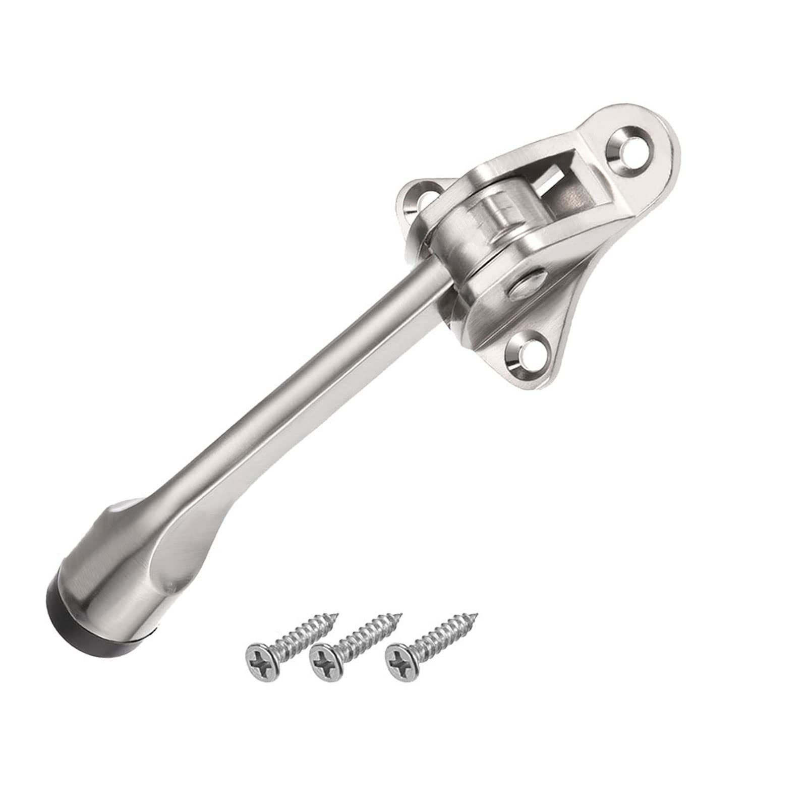 METALLIXITY Kickdown Door Stop (132mm/5.2") 1pcs, Zinc Alloy Easy Pedal Kick Down Door Stopper Rubber Tip with Screws