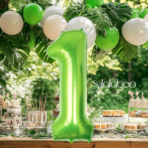 Image of 40 Inch Green Number 1 Balloon Lime Big Large Helium Number 0-9 | Giant Digital 1st Foil Mylar Party Balloon for Birthday Party Anniversary Graduation Decorations