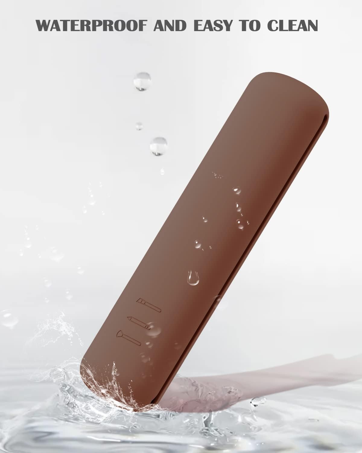 INOVERA (LABEL) Silicone Makeup Brush Holder - Cosmetic Face Brushes Pouch - Magnetic Anti-Fall Out Makeup Organizer for Travel Dark Brown 6 cm Width 4