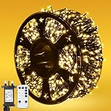 Twinkle Star Cluster Lights, 10m 500 LED Christmas Lights Indoor with Remote/8 Modes/Timer/Dimmable, Warm White Cluster Fairy Lights, Waterproof Outdoor String Light for Outside Xmas Decorations