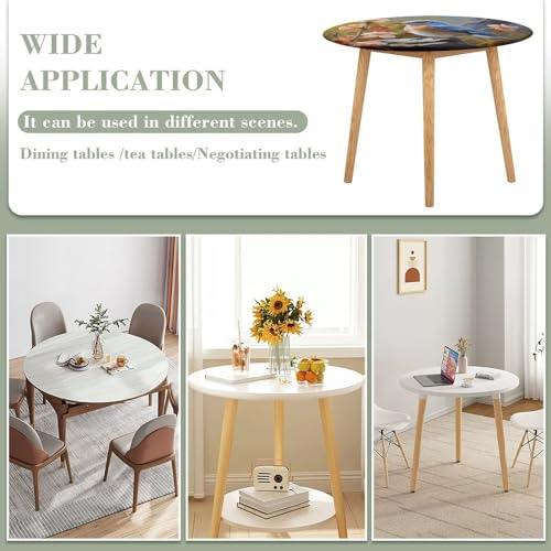 Nappe ronde ajustée Eastern Bluebird imperméable pour table de pique-nique - 4