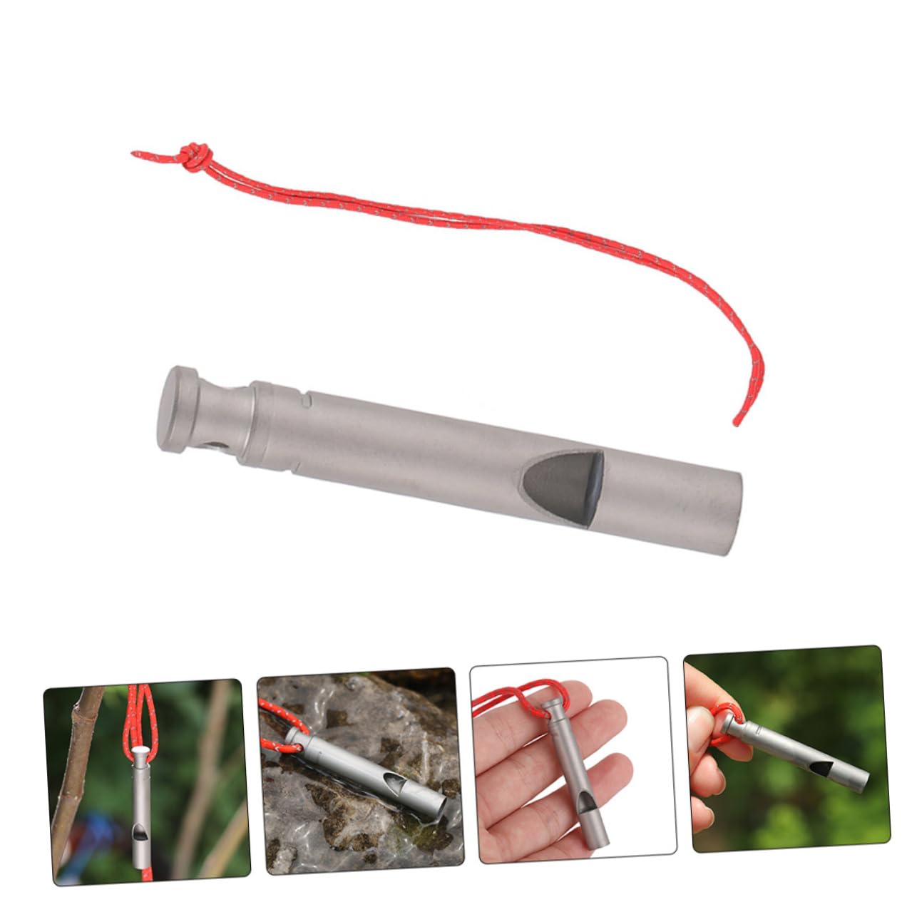 HEMOTON Silbato De Titanio Silbato De Emergencia Fiesta Silbar Senderismo Silbatos con Cordón Supervivencia Deportes y Aire Silbato Deportivo con Cordón Silbato De Campamento Silver