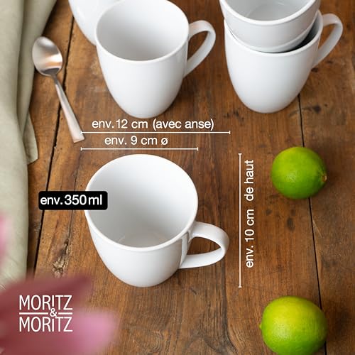 Tasses à café blanches Moritz & Moritz 300ml pour thé, cappuccino et chocolat chaud - 3